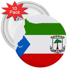 Equatorial Guinea Flag Map 3  Buttons (10 Pack)  by Sapixe