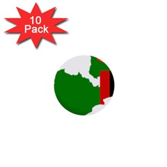 Zambia Flag Map Geography Outline 1  Mini Buttons (10 Pack)  by Sapixe