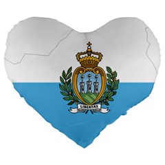 San Marino Country Europe Flag Large 19  Premium Flano Heart Shape Cushions by Sapixe
