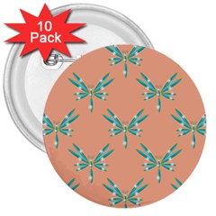Turquoise Dragonfly Insect Paper 3  Buttons (10 Pack)  by Pakrebo