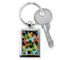 Paint Brushes On A Black Background                                Key Chain (rectangle) by LalyLauraFLM