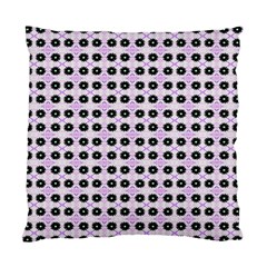 Black Flower On Pink White Pattern Standard Cushion Case (one Side) by BrightVibesDesign