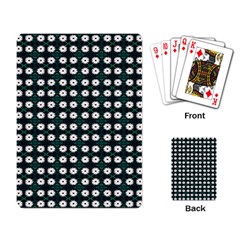 White Flower Pattern On Green Black Playing Cards Single Design (rectangle) by BrightVibesDesign