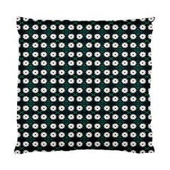 White Flower Pattern On Green Black Standard Cushion Case (one Side) by BrightVibesDesign