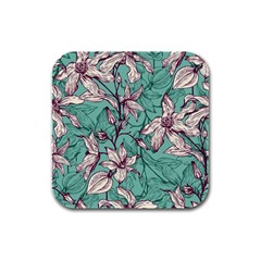 Vintage Floral Pattern Rubber Square Coaster (4 Pack)  by Sobalvarro
