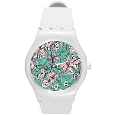 Vintage Floral Pattern Round Plastic Sport Watch (m) by Sobalvarro