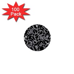 Unfinishedbusiness Black On White 1  Mini Buttons (100 Pack)  by designsbyamerianna