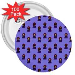 Nerdy 60s  Girl Pattern Purple 3  Buttons (100 Pack)  by snowwhitegirl