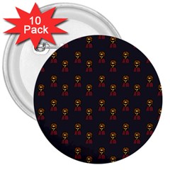 Nerdy 60s  Girl Pattern Grey 3  Buttons (10 Pack)  by snowwhitegirl