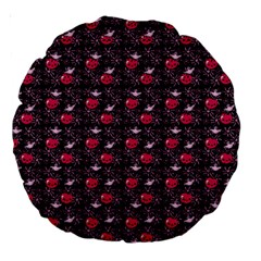 Cherries An Bats Black Large 18  Premium Round Cushions by snowwhitegirl