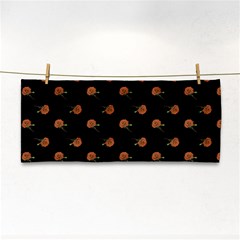 Peach Rose Black Hand Towel by snowwhitegirl