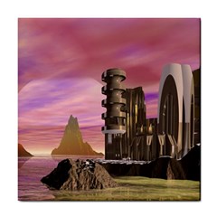 Planet Rocks City Base Fiction Tile Coaster by Simbadda