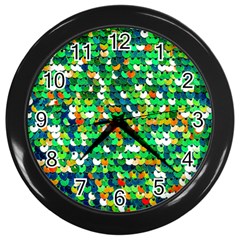 Funky Sequins Wall Clock (black) by essentialimage