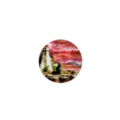 Lighthouse Ocean Sunset Seagulls 1  Mini Buttons by Sudhe