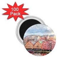 Architecture City Buildings River 1 75  Magnets (100 Pack)  by Simbadda