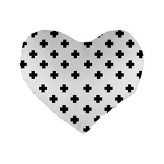 Swiss Cross Pattern Standard 16  Premium Heart Shape Cushions by Valentinaart