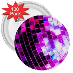 Purple Disco Ball 3  Buttons (100 Pack)  by essentialimage