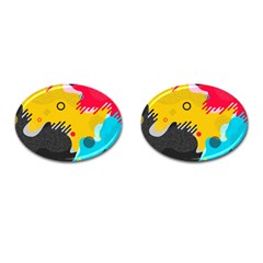 Abstract Colorful Pattern Shape Design Background Cufflinks (oval) by Vaneshart