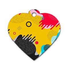 Abstract Colorful Pattern Shape Design Background Dog Tag Heart (one Side) by Vaneshart