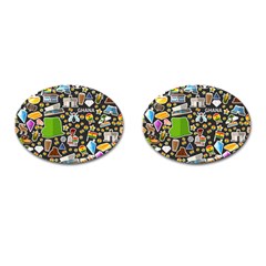 Vector Flat Seamless Texture Pattern Ghana Cufflinks (oval) by Vaneshart