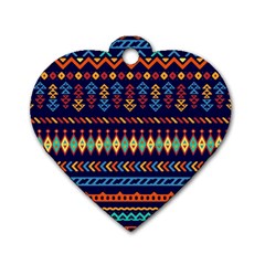 Decorative Pattern Ethnic Style Dog Tag Heart (one Side) by Vaneshart