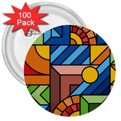 Colorful Geometric Mosaic Background 3  Buttons (100 Pack)  by Vaneshart