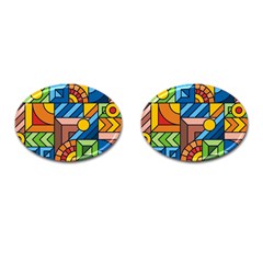 Colorful Geometric Mosaic Background Cufflinks (oval) by Vaneshart