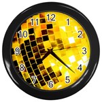 Golden Disco Ball Wall Clock (Black) Front