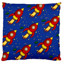 Space Rocket Pattern Large Flano Cushion Case (two Sides) by Vaneshart