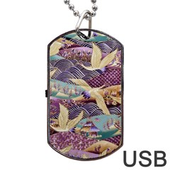 Textile Fabric Cloth Pattern Dog Tag Usb Flash (one Side) by Wegoenart