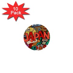 Earthquake And Tsunami Drawing Japan Illustration 1  Mini Buttons (10 Pack)  by Vaneshart
