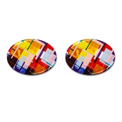 Abstract Lines Shapes Colorful Cufflinks (oval) by Vaneshart