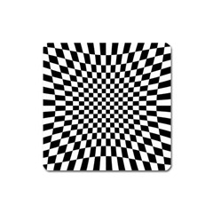Illusion Checkerboard Black And White Pattern Square Magnet by Vaneshart