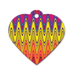 Retro Colorful Waves Background Dog Tag Heart (one Side) by Vaneshart