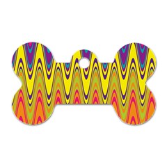 Retro Colorful Waves Background Dog Tag Bone (two Sides) by Vaneshart