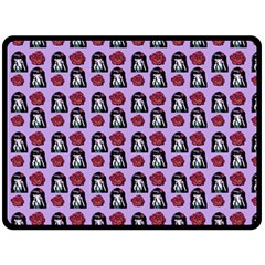 Girl Flower Pattern Lilac Fleece Blanket (large)  by snowwhitegirl