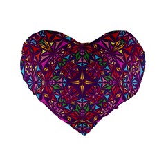 Kaleidoscope  Standard 16  Premium Heart Shape Cushions by Sobalvarro