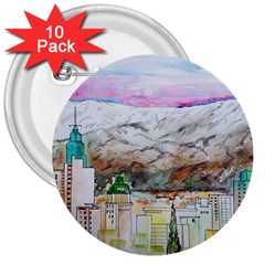 Mendoza City Argentina Mountains 3  Buttons (10 Pack)  by Wegoenart