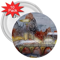 Airships Flight Travel Sky 3  Buttons (10 Pack)  by Wegoenart
