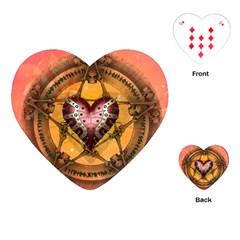 Awesome Heart On A Pentagram With Skulls Playing Cards Single Design (heart) by FantasyWorld7