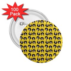 Retro Girl Daisy Chain Pattern Yellow 2 25  Buttons (100 Pack)  by snowwhitegirl