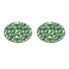 Leaves Tropical Wallpaper Foliage Cufflinks (oval) by Vaneshart