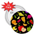 Vector Seamless Summer Fruits Pattern Black Background 2.25  Buttons (10 pack)  Front