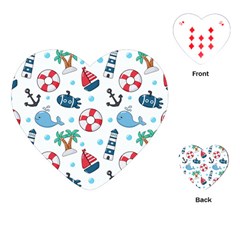 Seamless Pattern Nautical Icons Cartoon Style Playing Cards Single Design (heart) by Vaneshart