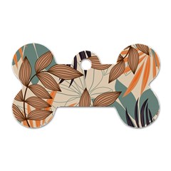Trend Abstract Seamless Pattern With Colorful Tropical Leaves Plants Beige Dog Tag Bone (two Sides) by Vaneshart