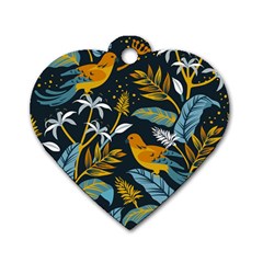 Birds Nature Design Dog Tag Heart (one Side) by Vaneshart