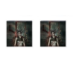 Awesome Fantasy Women With Helmet Cufflinks (square) by FantasyWorld7