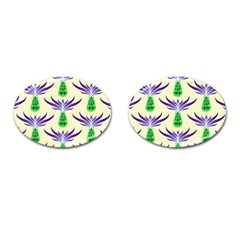 Thistles Purple Flora Flowering Cufflinks (oval) by Vaneshart