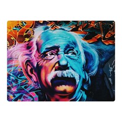 Albert Einstein Retro Wall Graffiti Blue Pink Orange Modern Urban Art Grunge Double Sided Flano Blanket (mini)  by genx