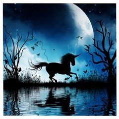 Wonderful Unicorn Silhouette In The Night Wooden Puzzle Square by FantasyWorld7